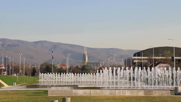 Fuentes Paisaje Urbano Zagreb Capital Croacia Acelerar — Vídeo de stock