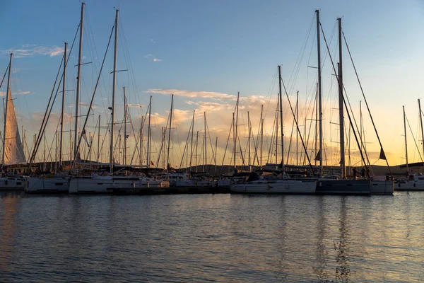 Puerto Marítimo Ciudad Biograd Atardecer Croacia — Foto de Stock