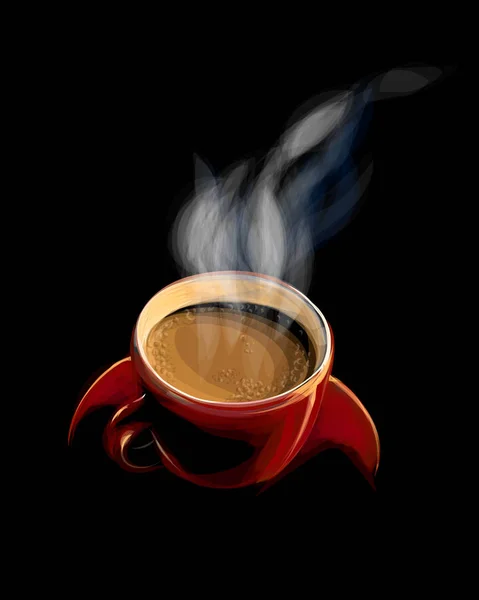 Rode kop koffie met rook — Stockvector