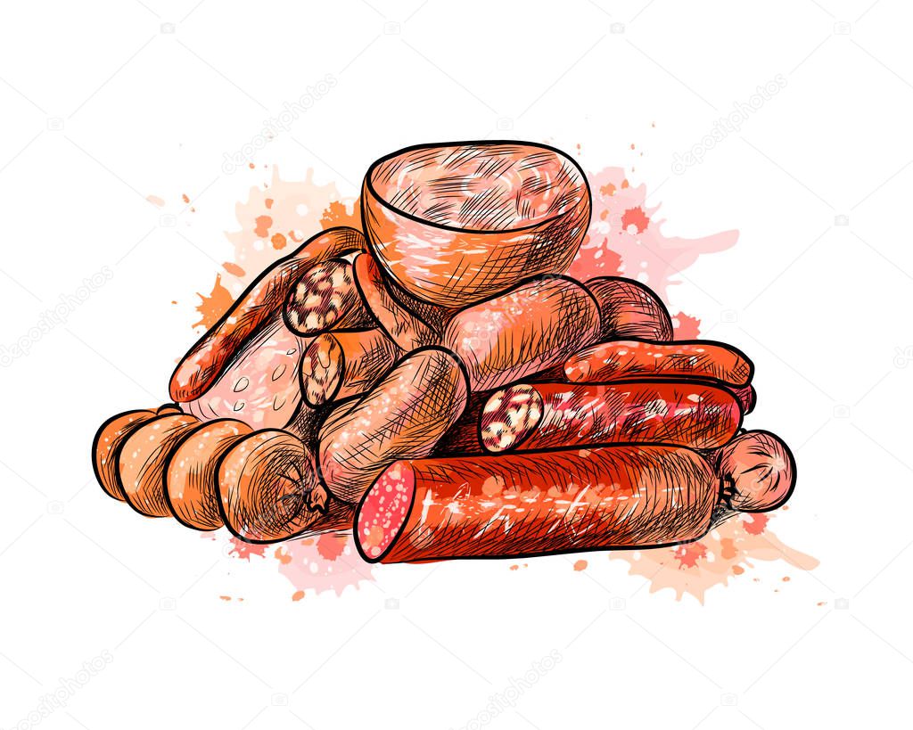 Sausages from a splash of watercolor
