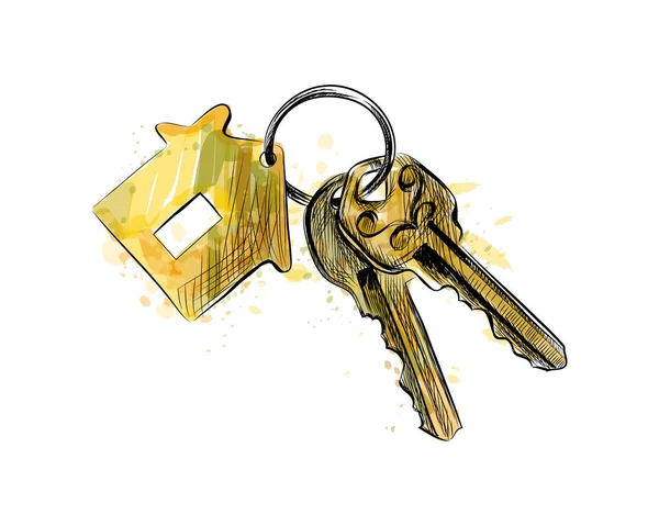 Vector svazek klíčů s domem Cetka ve tvaru — Stockový vektor