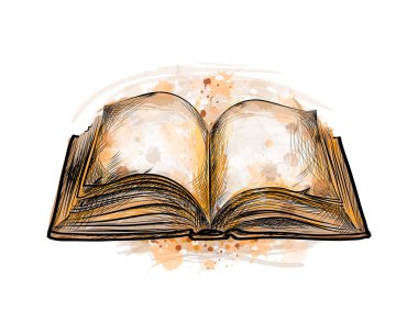 Açık kitap el çizilmiş kroki
