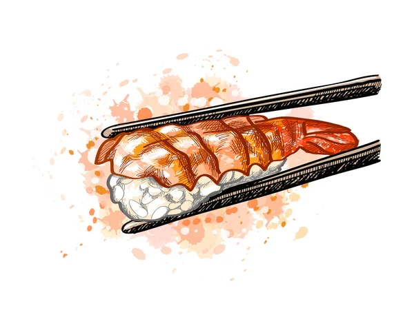 Gunkan sushi with shrimp — Stock Vector
