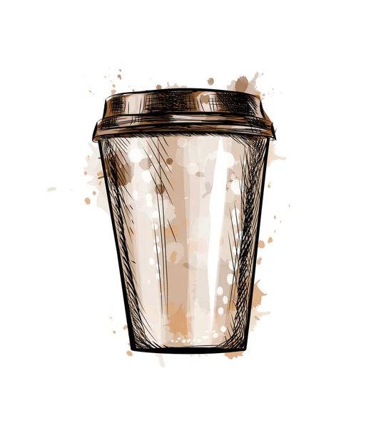 Tasse de café en papier d'une éclaboussure d'aquarelle — Image vectorielle