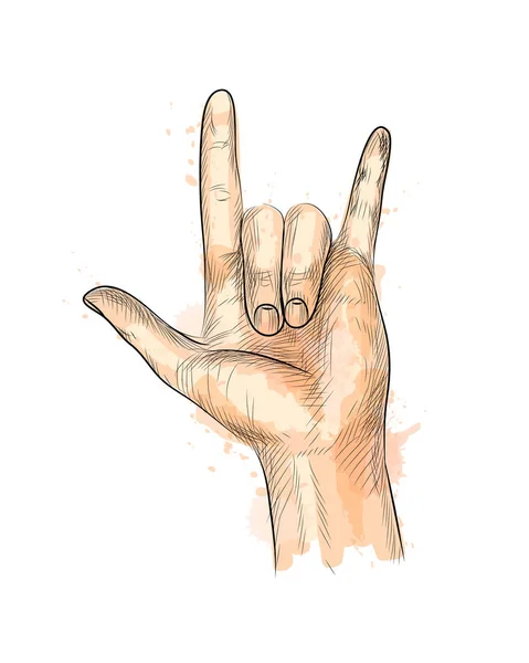Mano mostrando gesto Rock — Vettoriale Stock