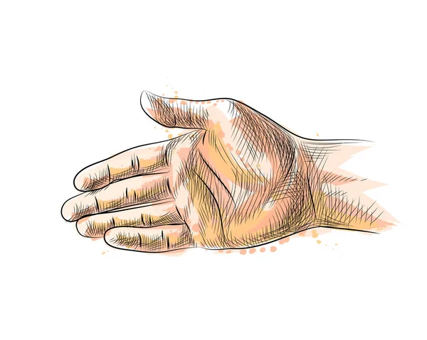 Gesto de la mano, estiramiento de la mano al apretón de manos — Archivo Imágenes Vectoriales