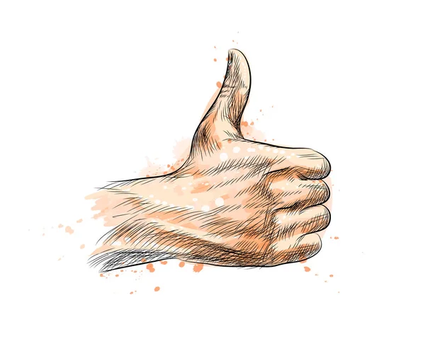 Mão mostrando símbolo como. Fazendo gesto de polegar para cima — Vetor de Stock
