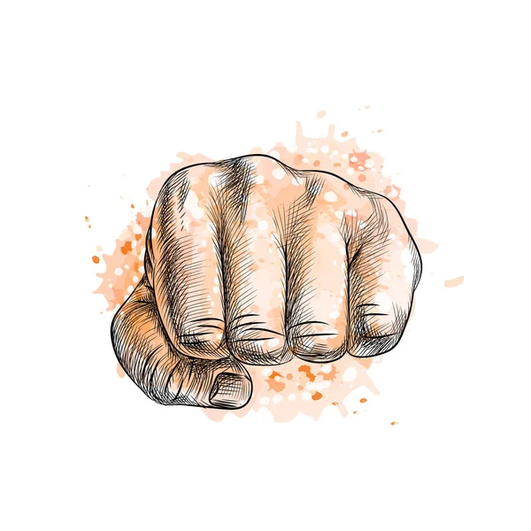Fist from a splash of watercolor — Stock Vector