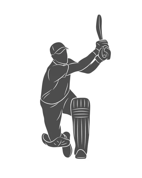 Silhouette Batsman spielt Cricket auf weißem Hintergrund — Stockvektor