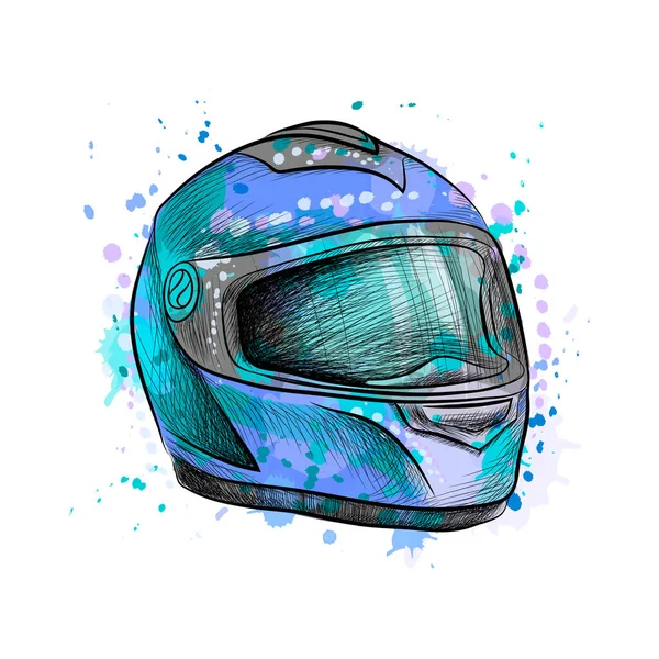 Casco de moto de un chorro de acuarela — Vector de stock