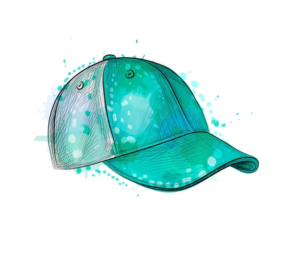 Gorra de béisbol abstracta de un chorrito de acuarela — Vector de stock