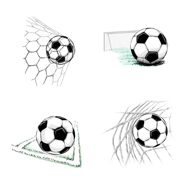 Set of soccer balls on a white background — Stock Vector