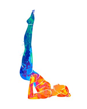 Soyut genç kadın yoga ya da pilates yapıyor, egzersiz yapıyor.