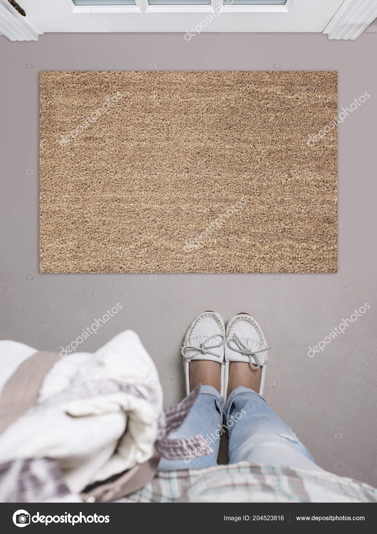 Download Blank Doormat Before The Door In The Hall Mat On Gray Floor Girl In White Shoes Welcome Home Product Mockup Royalty Free Photo Stock Image By C Maddyz 204523816
