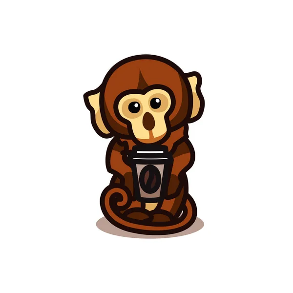 Ilustracja Gorilla Małpa Picia Kawy — Wektor stockowy