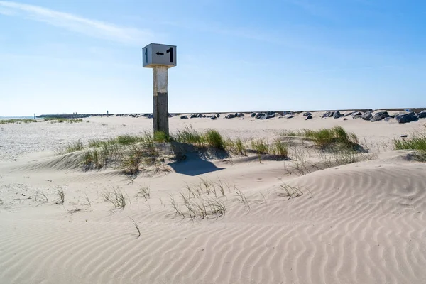 Marked Beach Pole Number Sand Dune Marram Grass Kennemerstrand Beach — Stock Photo, Image