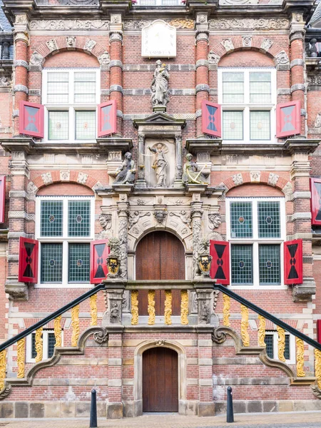 Entrada Principal Fachada Frontal Del Ayuntamiento Casco Antiguo Histórico Bolsward — Foto de Stock