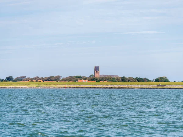 Vista Iglesia Hollum Costa Isla Ameland Mar Wadden Frisia Países — Foto de Stock