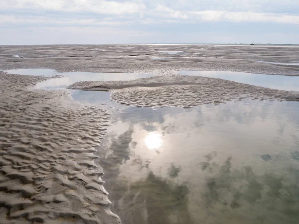 Pisos Arena Marea Baja Mar Marea Waddensea Cerca Boschplaat Terschelling — Foto de Stock