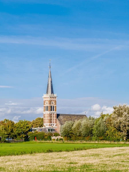 Kerk Toren Van Dorp Van Cornwerd Landbouwgrond Provincie Friesland Nederland — Stockfoto