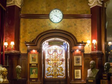 BUENOS AIRES, ARGENTINA - JAN 13, 2018: Sala Cesar Tiempo in Cafe Tortoni on Avenida de Mayo in city centre Microcentro, Monserrat district in capital Buenos Aires, Argentina