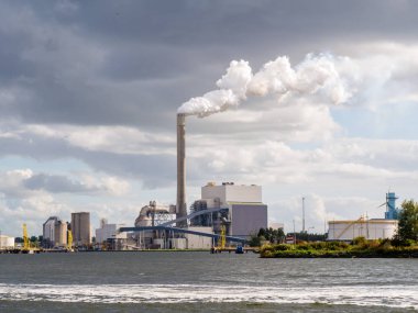 Hemweg Buhar egzoz yığın Westpoort'un, bağlantı noktası'nın Amsterdam kentindeki kuzey deniz kanal, Hollanda ile santral kömür