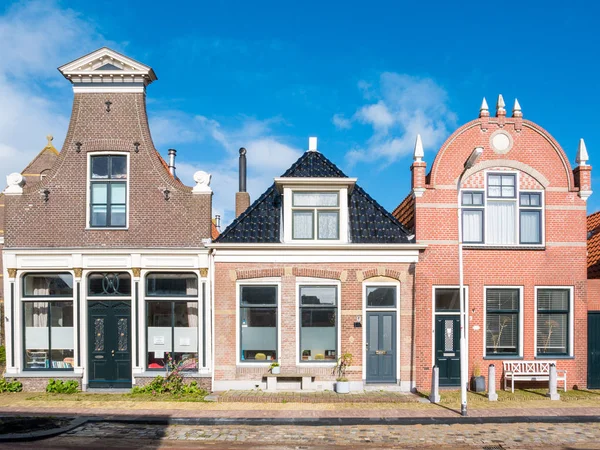 Workum Países Bajos Oct 2017 Vista Frontal Tres Casas Históricas — Foto de Stock