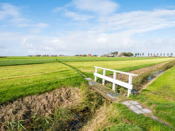 Krajobraz Polderów Pastwiska Most Nad Rowu Pobliżu Workum Friesland Holandia — Zdjęcie stockowe