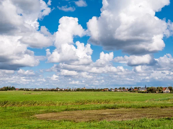 Panorama Użytków Rolnych Wieś Oudeschild Fryzji Zachodniej Wyspy Texel Holandia — Zdjęcie stockowe