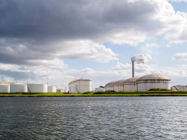 Olejové Nádrže Výfuku Zásobníku Elektrárna Hemweg North Sea Canal Westpoort — Stock fotografie