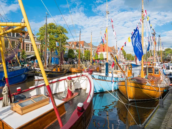 Dokkum Netherlands Sep 2017 Historic Harbour Decorated Boats Event Admiralty — 스톡 사진