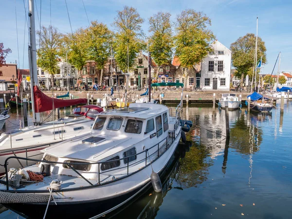 Middelharnis Países Bajos Oct 2018 Barcos Amarrados Puerto Deportivo Pequeño — Foto de Stock