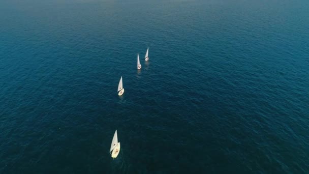 Passeio de pequenos barcos de iate em linha no lago italiano — Vídeo de Stock