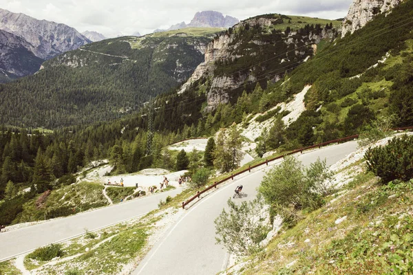 Professional road cyclist on training trip in alps — Stock Photo, Image