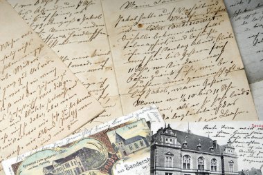 Old letters and postcards clipart