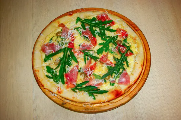 Pizza Comida Italiana Jamón —  Fotos de Stock