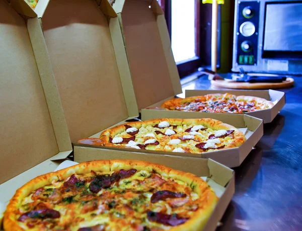 Pizza Caja Entrega Comida —  Fotos de Stock