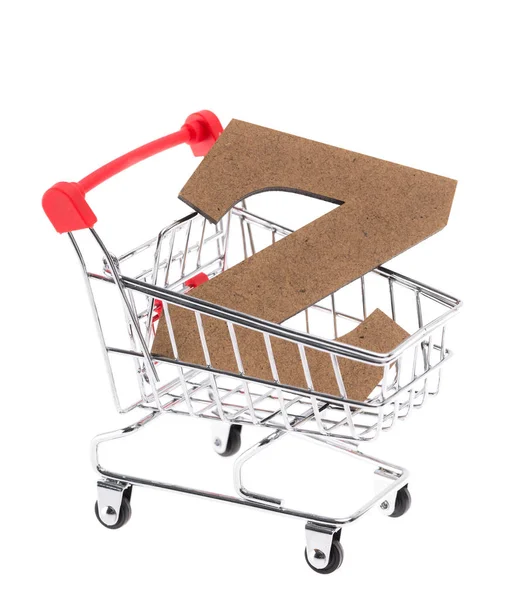 Gemener Trä Tredimensionella Volymetriska Bokstaven Mini Shopping Trolley Vagn Vit — Stockfoto