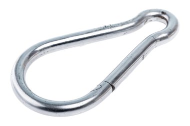 Paslanmaz çelik bahar ek kanca çantanıza bağlantı sınıf ağır hızlı bağlantı kilit kemer beyaz bir arka plan üzerinde izole