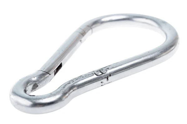 stainless steel spring snap hook carabiner link grade heavy duty quick link lock carabiner isolated on a white background