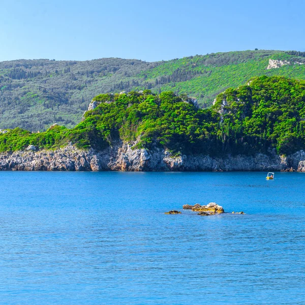 Bela Paisagem Marítima Panorâmica Verão Vista Penhasco Para Baía Mar — Fotografia de Stock