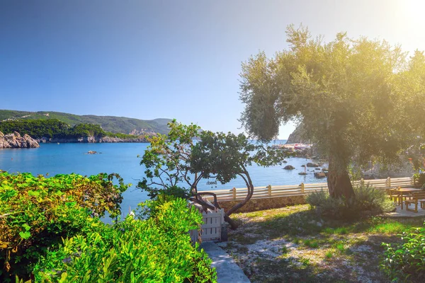 Beautiful Summer Panoramic Seascape View Cliff Sea Bay Crystal Clear — Stock Photo, Image