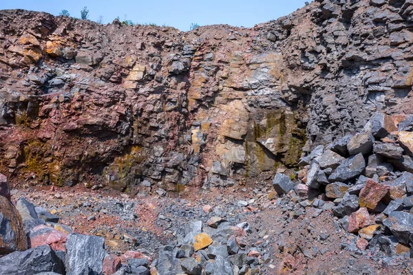 Vista Espetacular Pedreira Mineração Poço Aberto Pedra Granito Processo Pedra — Fotografia de Stock