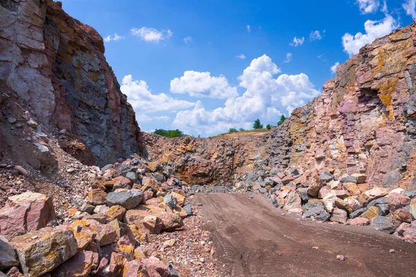 Spectaculair Uitzicht Groeve Open Pit Mining Van Granieten Steen Proces — Stockfoto