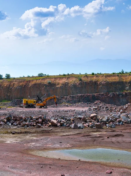 View Quarry Open Pit Mining Granite Stone Process Production Stone — Stock Photo, Image