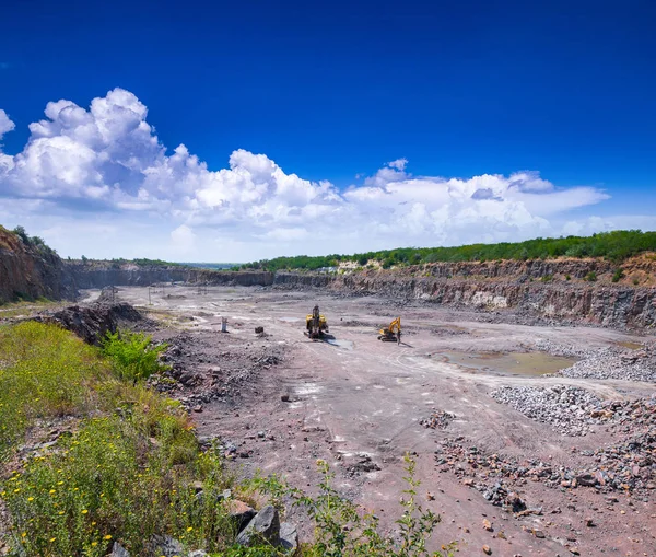 Spectacular Panoramic View Quarry Open Pit Mining Granite Stone Process — Stock Photo, Image