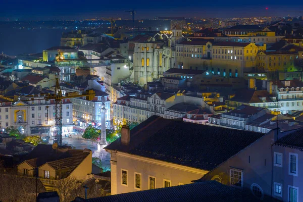 Piękna noc Długa ekspozycja anteny Cityscape. Widok do celów — Zdjęcie stockowe