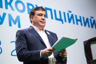 Kiev, Ukrayna - 23 Aralık 2015: Mikheil Saakaşvili bir Gürcü 