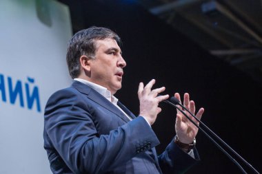 Kiev, Ukrayna - 23 Aralık 2015: Mikheil Saakaşvili bir Gürcü 
