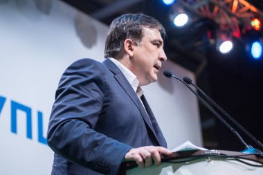 Kiev, Ukrayna - 23 Aralık 2015: Mikheil Saakaşvili bir Gürcü 